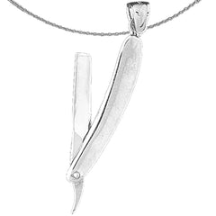 10K, 14K or 18K Gold 3-D, Moveable Straight Razor Pendant