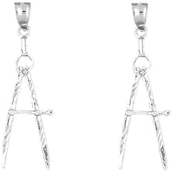 Sterling Silver 38mm Drawing Compass Earrings