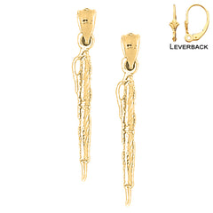 Pendientes de pluma de arquitecto de oro de 14 quilates o 18 quilates de 34 mm