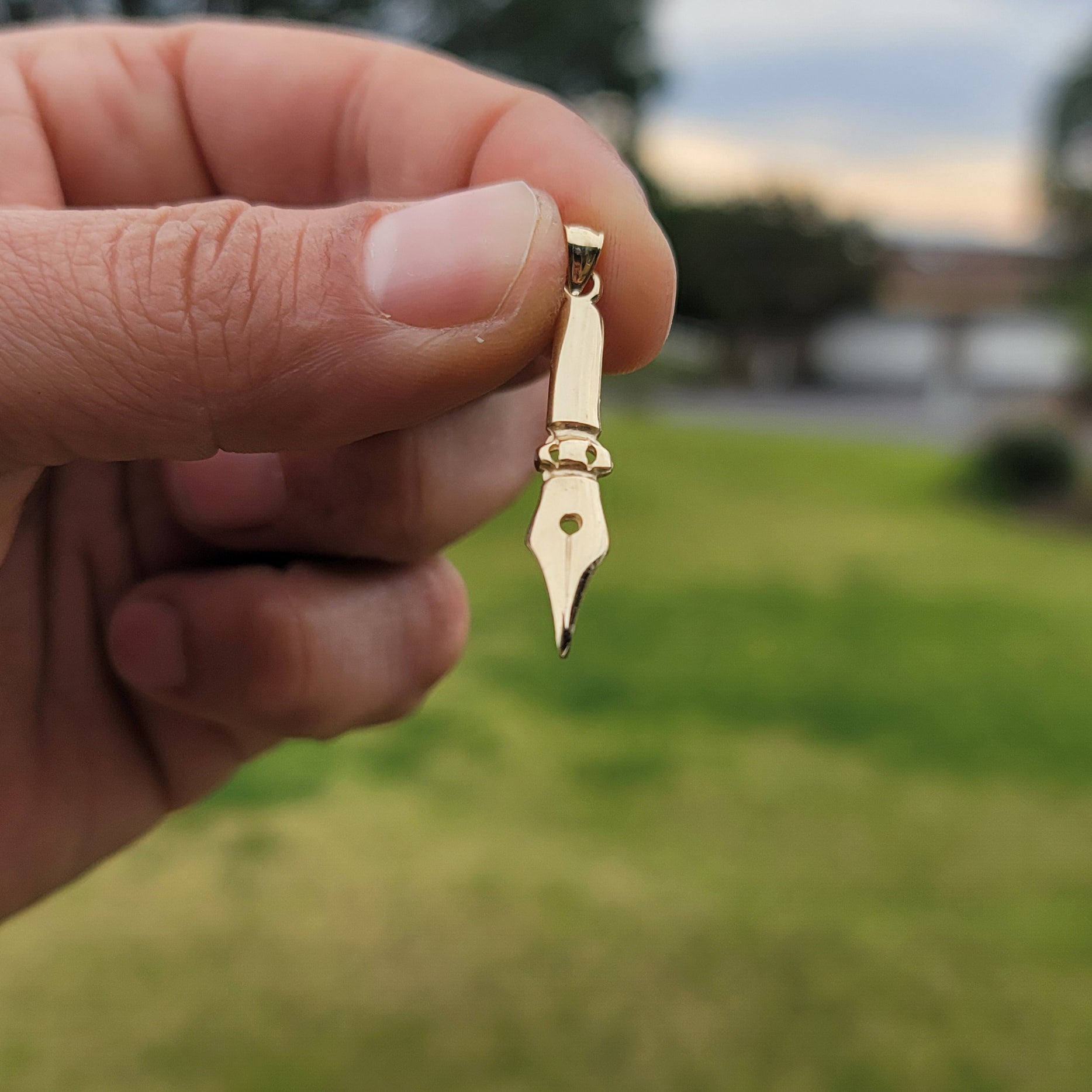 14K or 18K Gold Calligraphy Pen Pendant