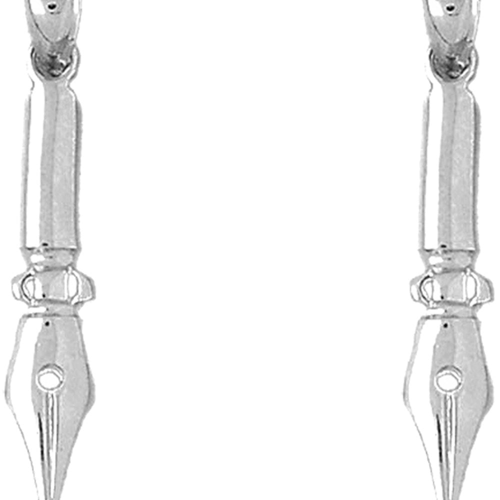 Sterling Silver 40mm Calligraphy Pen Earrings