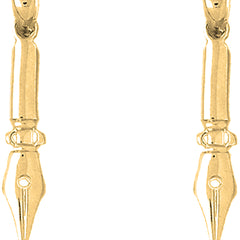14K or 18K Gold 40mm Calligraphy Pen Earrings