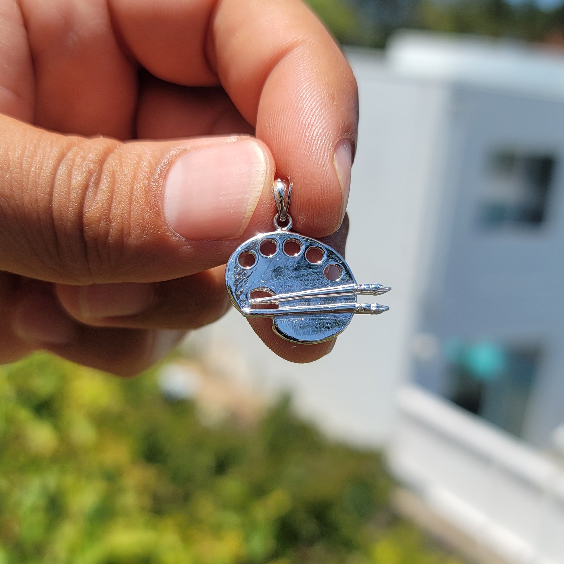 10K, 14K or 18K Gold Painters Pallet Pendant