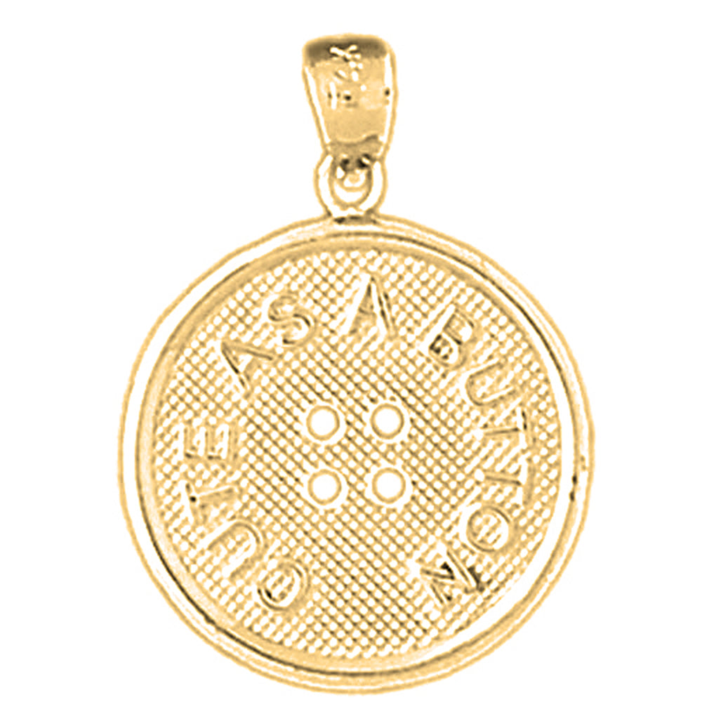 10K, 14K or 18K Gold "Cute As A Button" Button Pendant