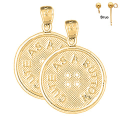 Sterling Silver 24mm "Cute As A Button" Button Earrings (White or Yellow Gold Plated)