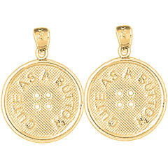 14K or 18K Gold 24mm "Cute As A Button" Button Earrings