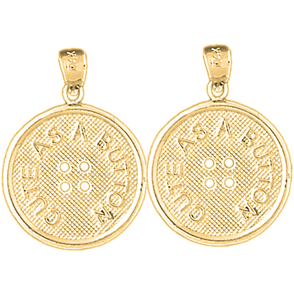 Yellow Gold-plated Silver 24mm "Cute As A Button" Button Earrings