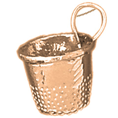 10K, 14K or 18K Gold 3D Thimble Pendant