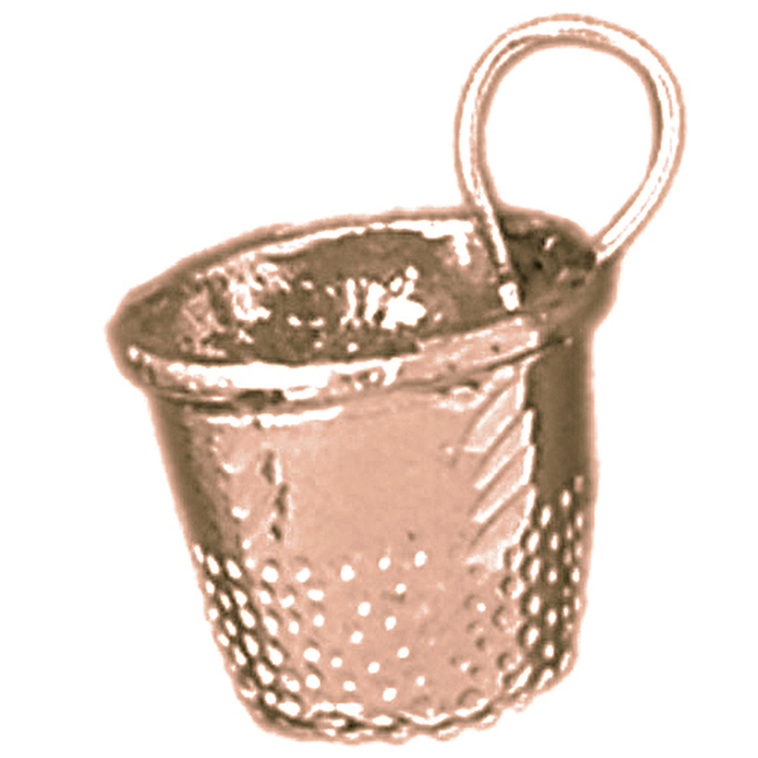 10K, 14K or 18K Gold 3D Thimble Pendant
