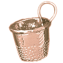 10K, 14K or 18K Gold 3D Thimble Pendant