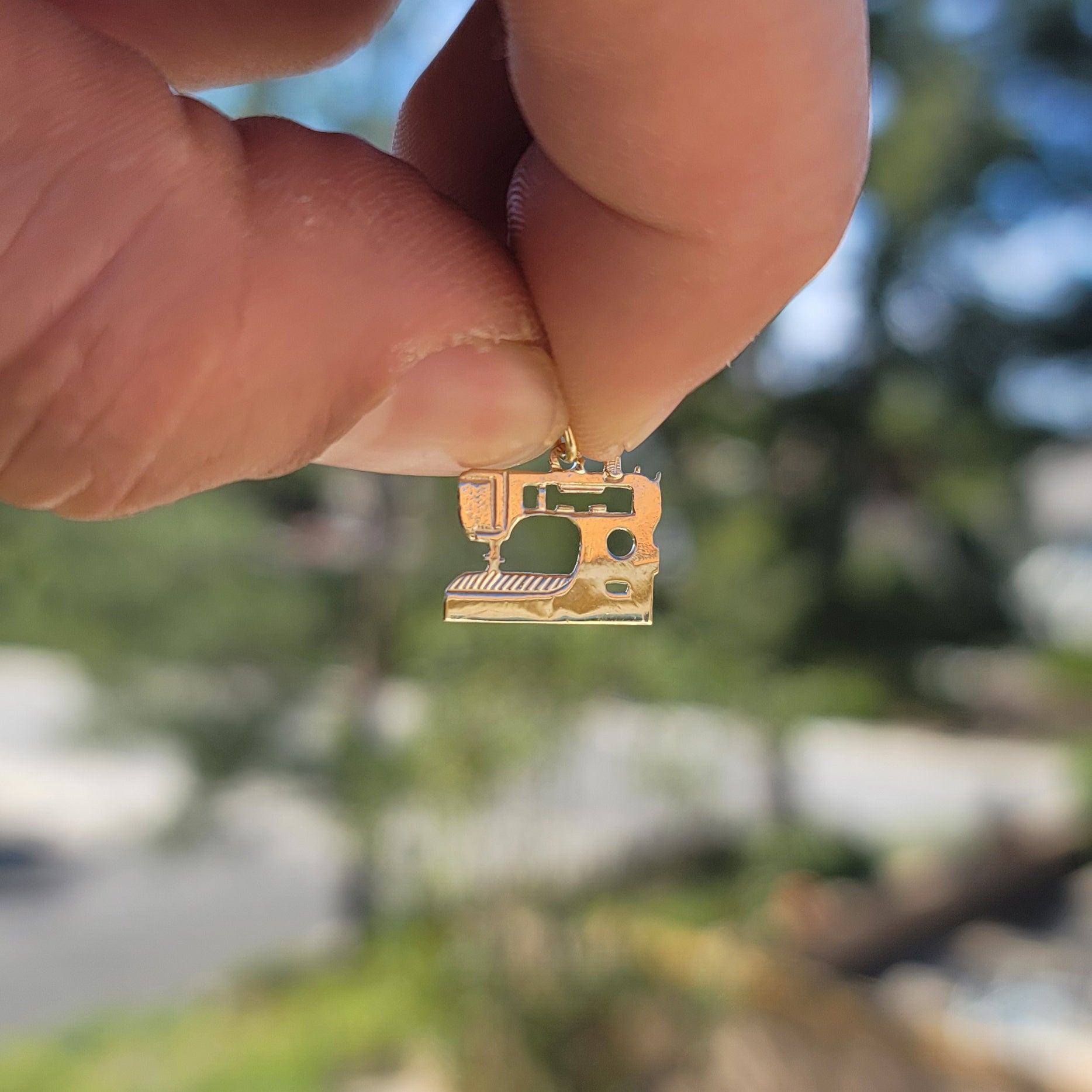 14K or 18K Gold Sewing Machine Pendant