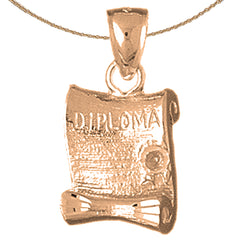10K, 14K or 18K Gold 3D Diploma Pendant