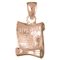 10K, 14K or 18K Gold 3D Diploma Pendant