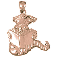 10K, 14K or 18K Gold Book Worm Pendant