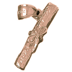 10K, 14K or 18K Gold 3D Diploma Pendant