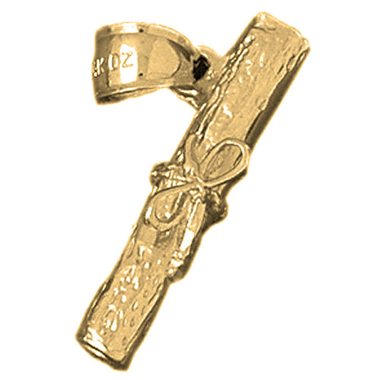 10K, 14K or 18K Gold 3D Diploma Pendant