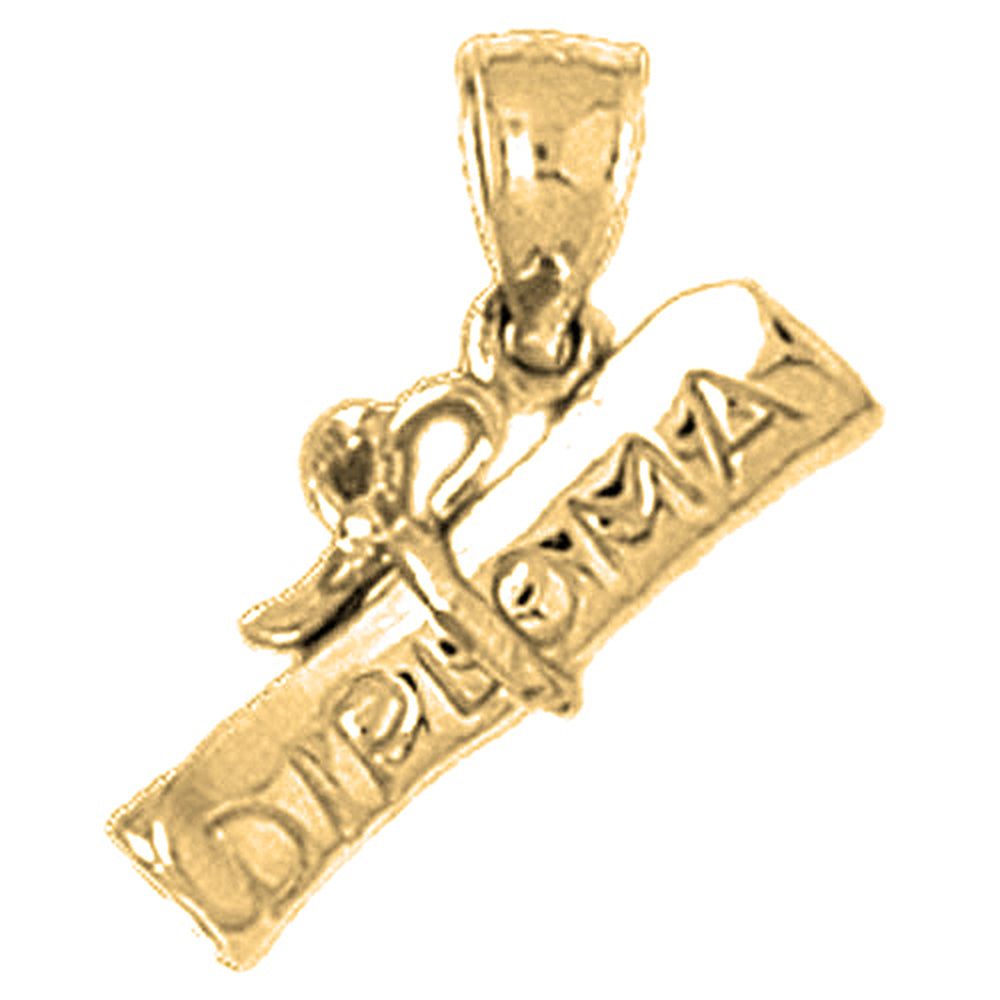 10K, 14K or 18K Gold 3D Tri Color Diploma Pendant