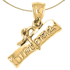 10K, 14K or 18K Gold 3D Tri Color Diploma Pendant