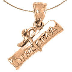 10K, 14K or 18K Gold 3D Tri Color Diploma Pendant