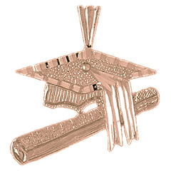 10K, 14K or 18K Gold Graduation Cap/Hat And Diploma Pendant