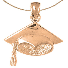 Gorra de graduación de oro de 14K o 18K, colgante de sombrero