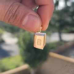 10K, 14K or 18K Gold Book Pendant