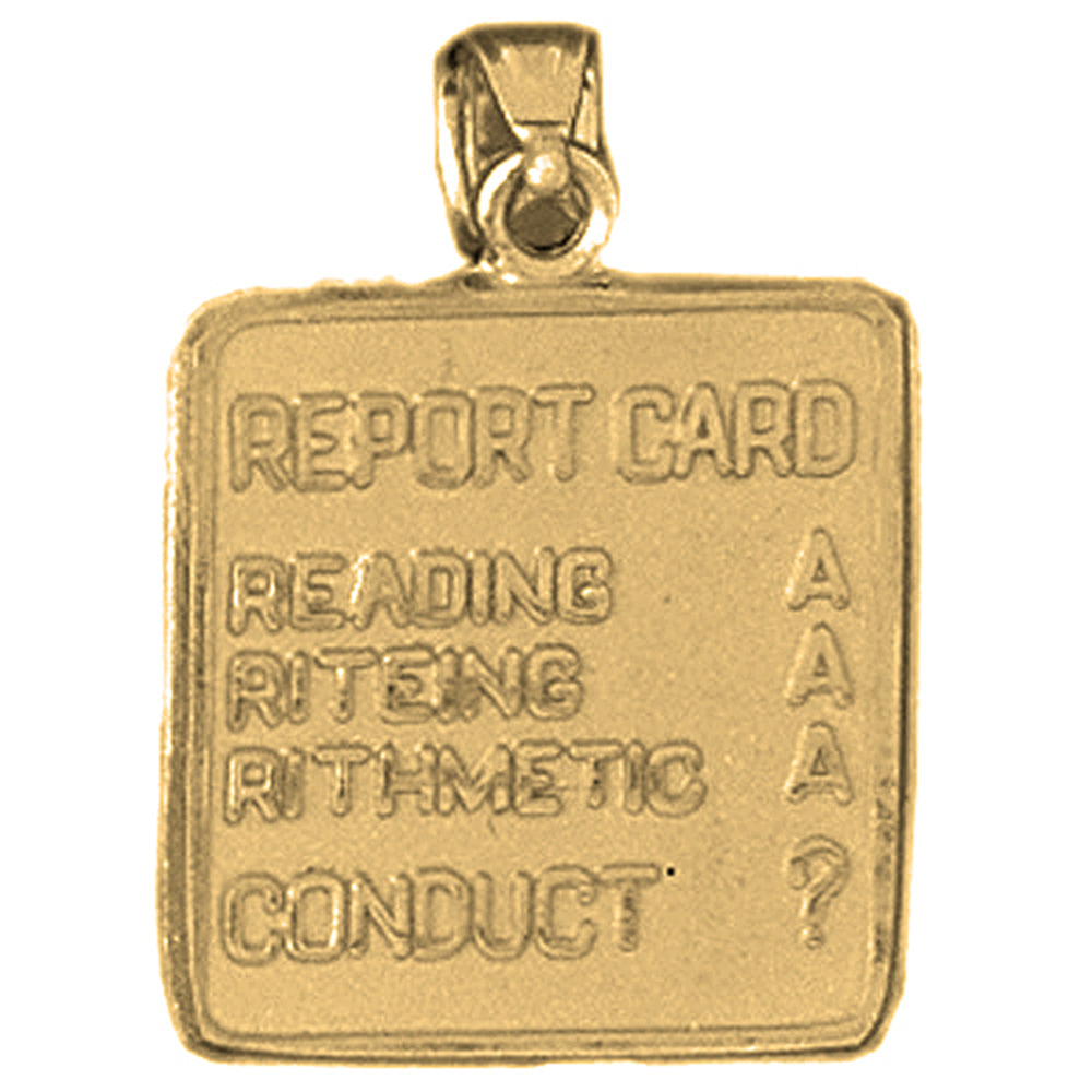 10K, 14K or 18K Gold Report Card Pendant