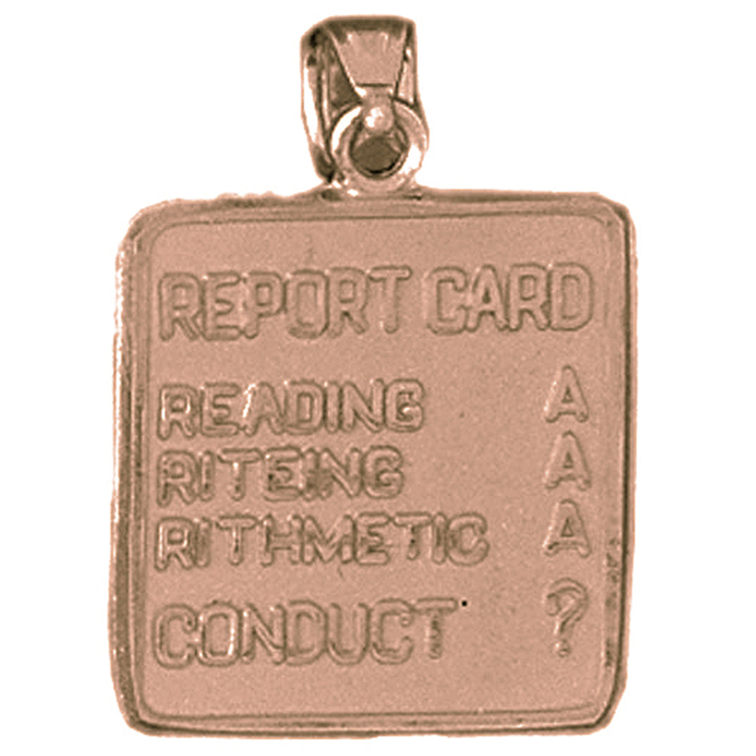 10K, 14K or 18K Gold Report Card Pendant