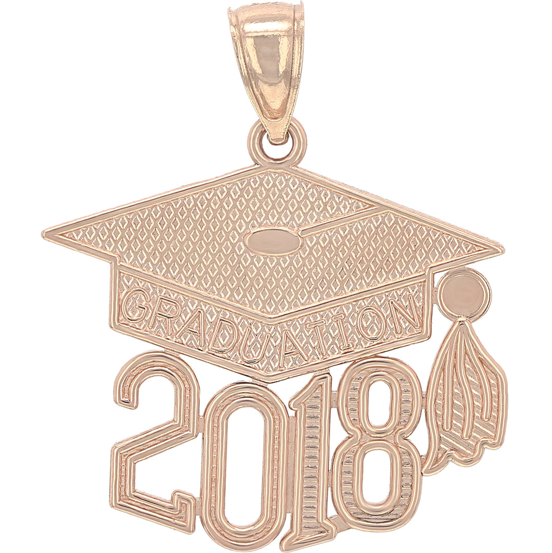 14K or 18K Gold Graduation Cap, Diploma (With Current Year) Pendant
