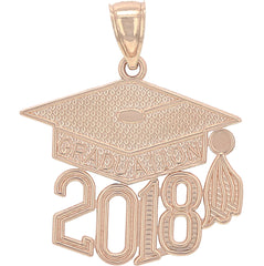 14K or 18K Gold Graduation Cap, Diploma (With Current Year) Pendant