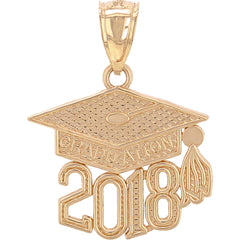 14K or 18K Gold Graduation Cap, Diploma (With Current Year) Pendant