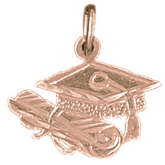14K or 18K Gold Graduation Cap, Hat, And Diploma Pendant