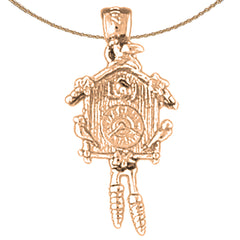 10K, 14K or 18K Gold D/C Cuckoo Clock Pendant