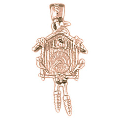 10K, 14K or 18K Gold D/C Cuckoo Clock Pendant