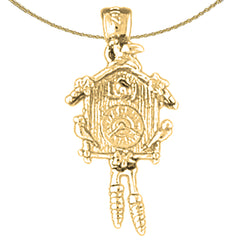 10K, 14K or 18K Gold D/C Cuckoo Clock Pendant