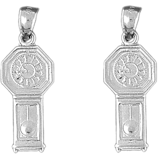 Sterling Silver 29mm Grandfather Clock Earrings