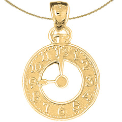 10K, 14K or 18K Gold Clock Pendant