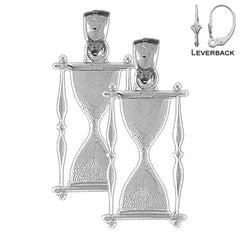 Sterling Silver 33mm Hour Glass Earrings (White or Yellow Gold Plated)