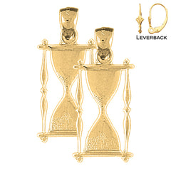 Sterling Silver 33mm Hour Glass Earrings (White or Yellow Gold Plated)