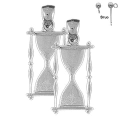 Sterling Silver 33mm Hour Glass Earrings (White or Yellow Gold Plated)