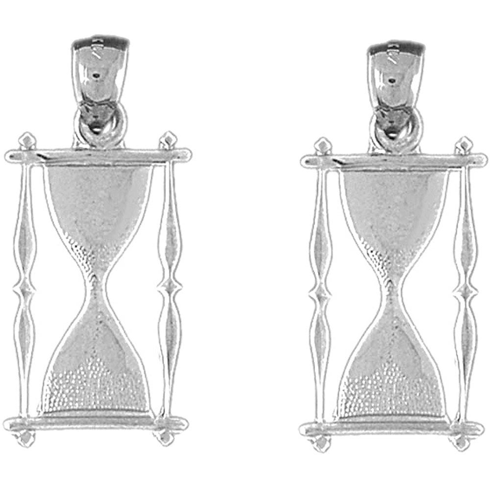 Sterling Silver 33mm Hour Glass Earrings