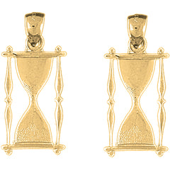 Yellow Gold-plated Silver 33mm Hour Glass Earrings