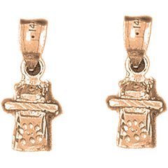 14K or 18K Gold 17mm 3D Telephone Earrings