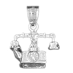 10K, 14K or 18K Gold 3D Telephone Pendant
