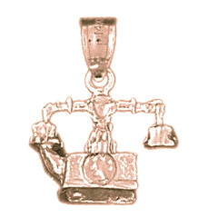 10K, 14K or 18K Gold 3D Telephone Pendant