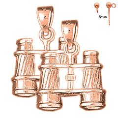 14K or 18K Gold 3D Binoculars Earrings