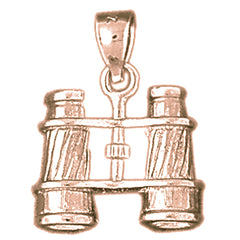 10K, 14K or 18K Gold 3D Binoculars Pendant