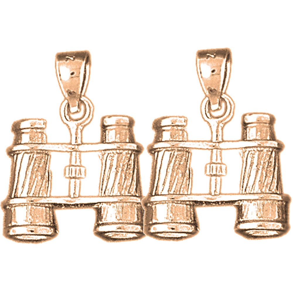 14K or 18K Gold 21mm 3D Binoculars Earrings