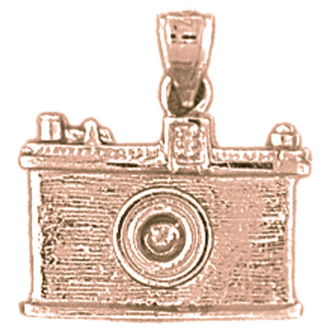 10K, 14K or 18K Gold 3D Camera Pendant