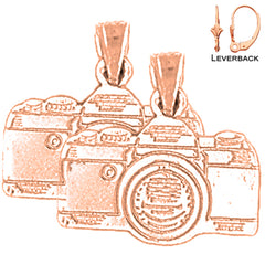 14K or 18K Gold 3D Camera Earrings